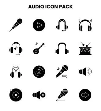 Audio Glyph Graphics Icons Pack Stock Illustration