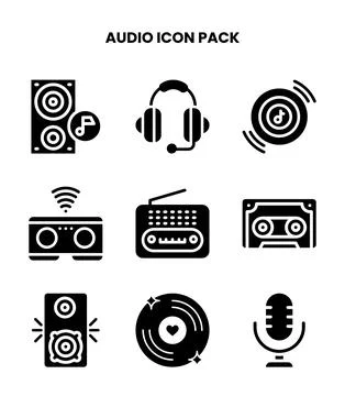 Audio Glyph Scalable Icons Pack Stock Illustration