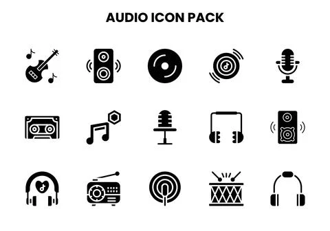 Audio Glyph UI Icons Pack 스톡 일러스트