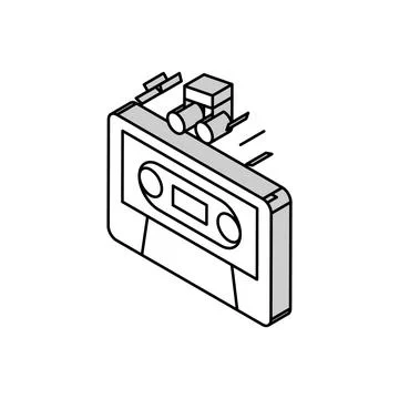 Audio guide cassette isometric icon vector illustration Stock Illustration