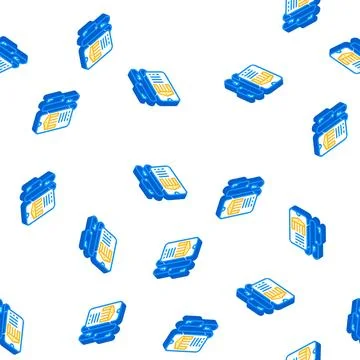 Audio guide museum isometric icon seamless pattern Stock Illustration