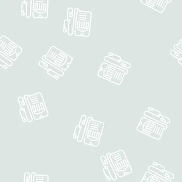 Audio guide museum line vector seamless pattern Stock Illustration