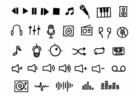 Audio icons set Stock Illustration