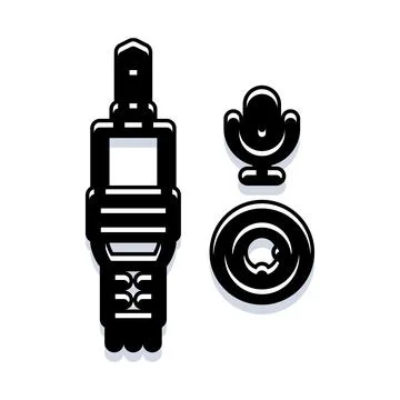 Audio input connection and microphone recording icon Stock Illustration