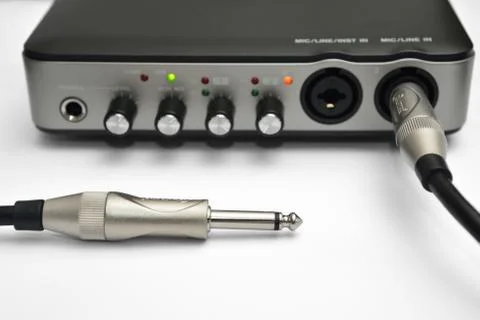 Audio interface and cable Stock Photos