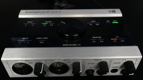 Audio Interface Close Up Playing Music Video stock 96786537