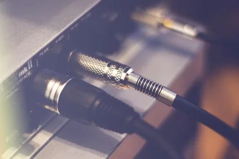 Audio interface with connection wires Stock Photos