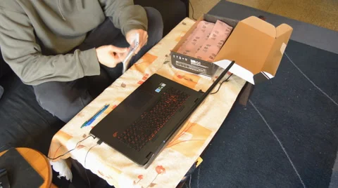 Audio Interface Unboxing Stock Footage 66443401