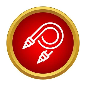 Audio jack cable line icon on red button Stockillustratie