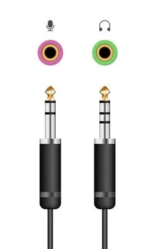 Audio jack cable with mic and headphone socket, vector illustration Stockillustratie