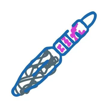Audio jack connector plug doodle line drawing 스톡 일러스트