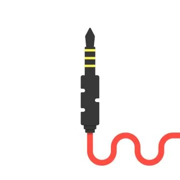 Audio jack connector with red cable Stock Illustration