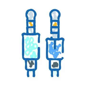 Audio jack headphone plugs connecting multimedia devices Stock Illustration