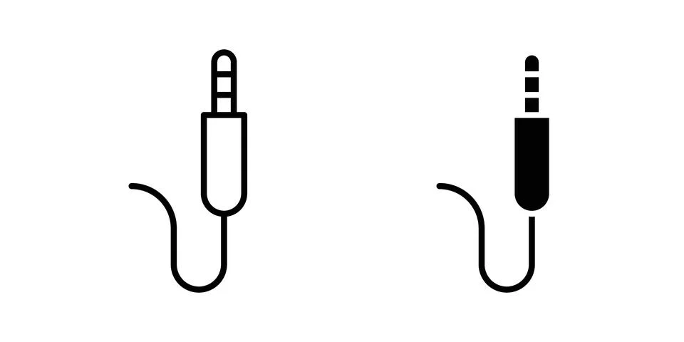 Audio jack icon vector template set in black Stock Illustration