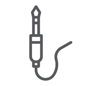 Audio jack line icon, wire and equipment, jack cable sign, vector graphics, a Stock Illustration