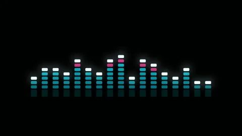 Audio Led Equalizer Columns Visualizer Cyber Cyan On Black Vídeos de archivo 342759732