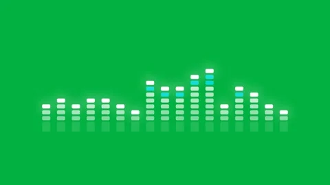 Audio Led Equalizer Columns Visualizer Mono White Green Screen Stock Footage 342759753