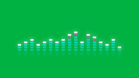 Audio Led Equalizer Columns Visualizer Neon Magenta Green Screen Stock Footage 342759759