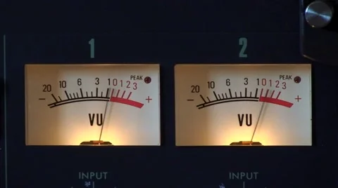 Audio Level Sound Meters VU meters  no2 loud Stock Footage