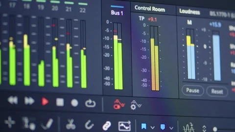 Audio levels in an editing program.. Video stock 336182575