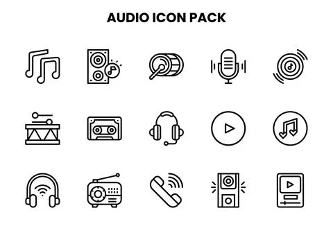 Audio Line Design Icons Pack Stock Illustration