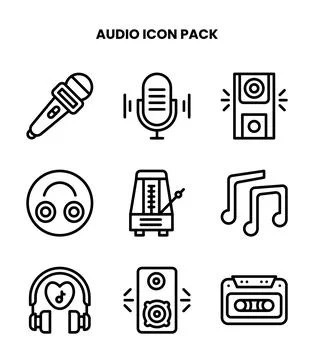 Audio Line Design Icons Pack Ilustração Stock