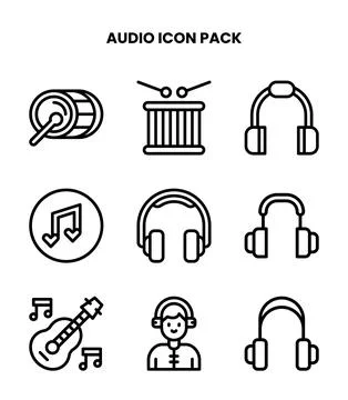 Audio Line Icons Pack Stock Illustration
