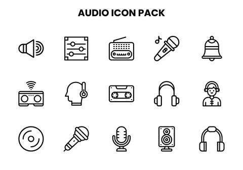 Audio Line Scalable Icons Pack Illustrazione stock