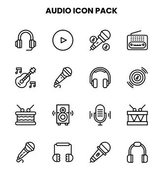 Audio Line Scalable Icons Pack Ilustração Stock