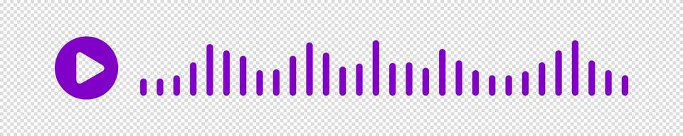 Audio message in messenger. Audio message purple wave with play button. The c Stock Illustration
