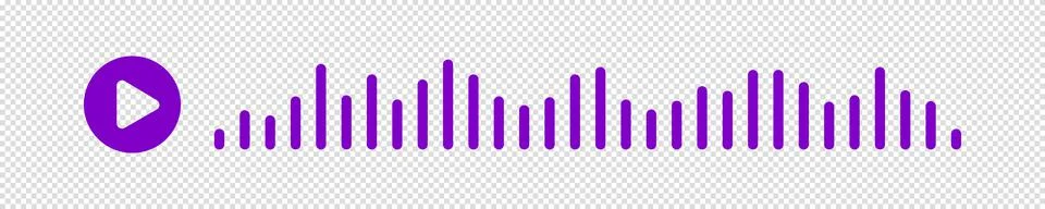 Audio message in messenger. Audio message purple wave with play button. The c Stock Illustration