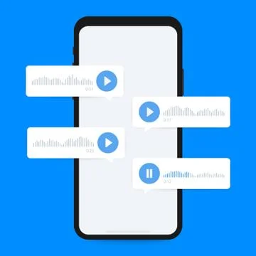 Audio message, voice message on smartphone screen. Vector illustration. Illustrazione stock
