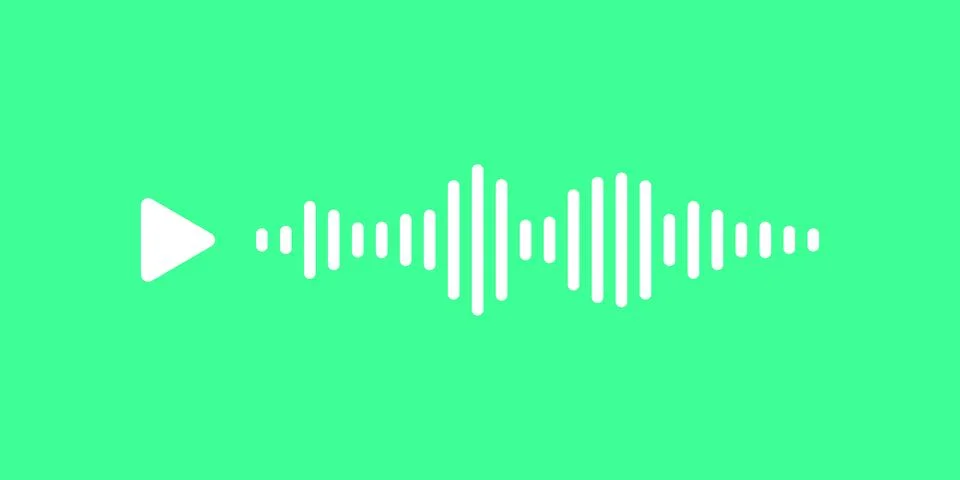 Audio message wave with play button on green background. Audio message in mes Stock Illustration