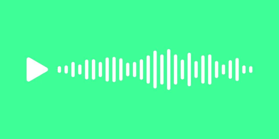 Audio message wave with play button on green background. Audio message in mes Stock Illustration