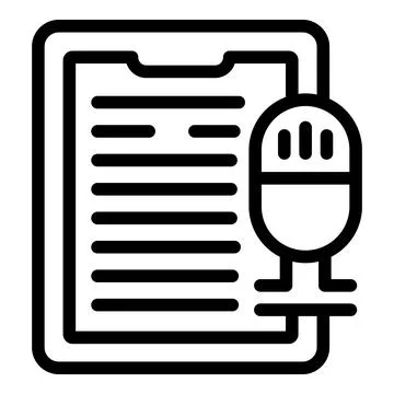 Audio mic text icon outline vector. Transcription voicemail Illustrazione stock