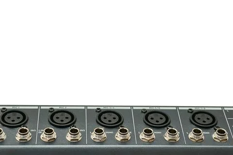 Audio. Microphone instrument inputs. Sound mixer Stock Photos