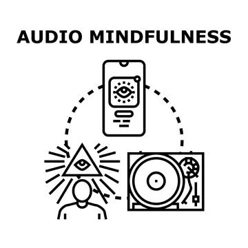 Audio mindfulness app concept with human figure Stock Illustration