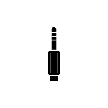 Audio Minijack Cable Plug Connector Solid Flat Vector Icon Isolated on White  イラスト素材