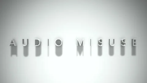 Audio misuse 3D title animation white text on a white background Stock Footage 299748273