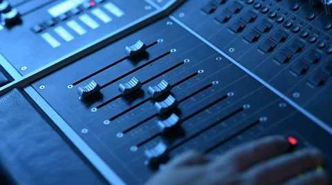 Audio Mixer with automatic fader movement Stock Footage 48041082