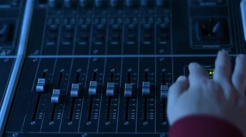 Audio Mixer with automatic fader movement Stock Footage 48041348