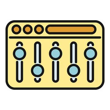 Audio mixer interface with multiple sliders controlling levels Illustrazione stock