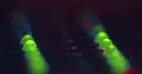 Audio Mixer Macro Close Up. Analog Light, Audio Level Meters. Video stock 167611704