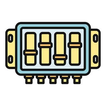 Audio mixer panel with multiple fader controls 스톡 일러스트