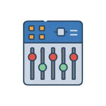 Audio mixer with sliders and controls for sound adjustment Stock Illustration