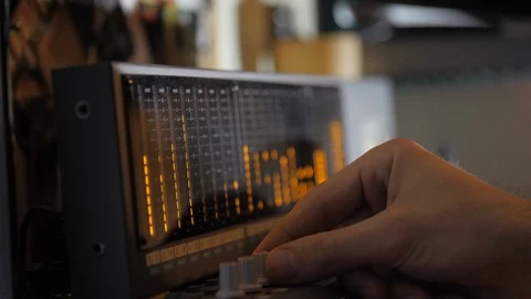 Audio mixing board, meter bridge, knob twisting Видео 90781938