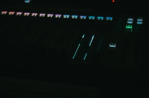 Audio Mixing Console in Dark Studio Stock Photos