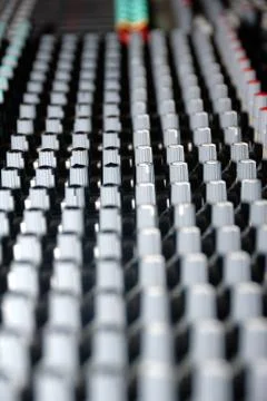 Audio mixing console in a recording studio Stock Photos