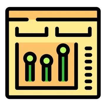 Audio mixing software displaying faders and settings on computer screen Stock Illustration
