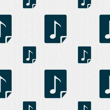 Audio, MP3 file icon sign. Seamless pattern with geometric texture. Vector Stock Illustration